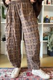 Heritage Needlecord Plaid Relaxed Barrel Pant Chocolate & Coffee Bean